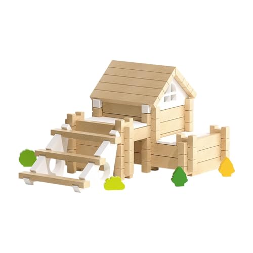 Fenteer Holzbausteine, Stapelblöcke, Vorschul-Lernspielzeug, 3D-Puzzles, Holzhausbau, Konstruktionsspielzeug für Kleinkinder von Fenteer