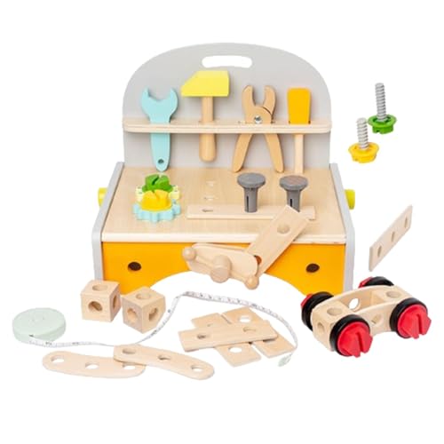 Fenteer Holzspielwerkzeuge für Kinder, Werkbank, Motorik-Aktivität, Kinder-Konstruktionsspielset, Holzkonstruktionsbank, Spielzeug für Kinder von Fenteer