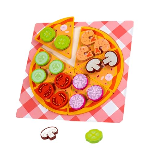 Fenteer Holzspielzeug-Lebensmittelset, frühes Lernen, pädagogisches, realistisches Kochspielzeug für Kinder, Spielküchenzubehör für Kinder, Pizza von Fenteer