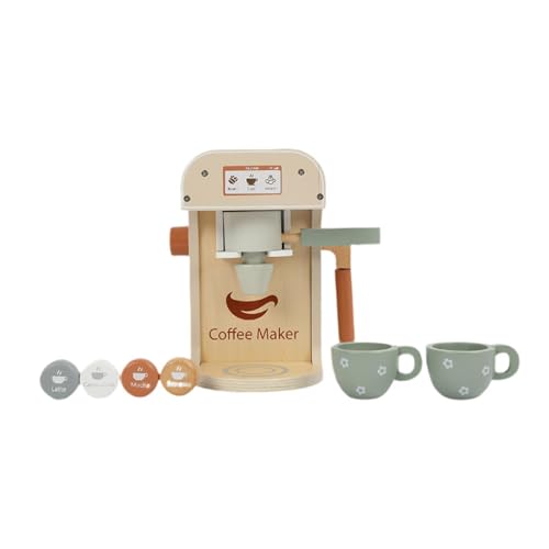 Fenteer Kaffeemaschinen-Set aus Holz, Rollenspiel-Holzspielzeug für Kinder, Espressomaschinen-Spielset, Spielküchenzubehör für Kinder ab 3 Jahren von Fenteer