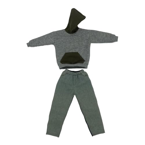 Fenteer Kapuzenpullover, Kapuzenhose, Actionfiguren Im Maßstab 1/6, Körper, Puppenzubehör, Stilvolle Dekoration, Kostüm Outfit für 12 Zoll Figurenkörper, Grau von Fenteer