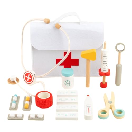 Fenteer Kinder-Arzt-Set, Arzt-Spielgeschenk, Holzspielzeug, Entwicklungsspielzeug, Rollenspiel-Arzt-Arzt-Spielset für Mädchen und Jungen von Fenteer