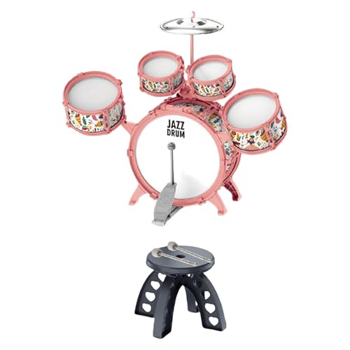 Fenteer Kinder Jazz Drum Set Musik Aufklärung Musikinstrument Pädagogisch mit Hocker Musikspielzeug für Geburtstagsgeschenk Kinder Jungen Mädchen , Rosa von Fenteer