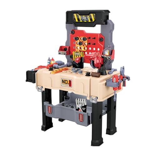 Fenteer Kinder Werkzeug Bank BAU Werkbank Spielzeug Pretend Power Tools Werkstatt Spielzeug Gebäude Spielzeug Set, Gelb von Fenteer