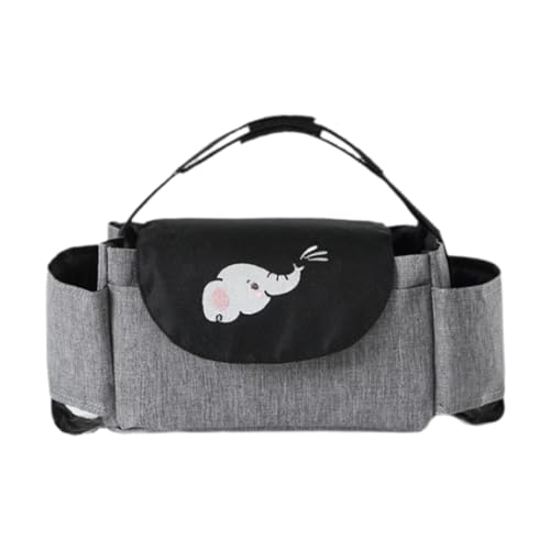 Fenteer Kinderwagen-Organizer, Kinderwagen-Reisetasche, Mama-Reisetaschenhalter, Baby-Handtasche, Wickeltasche für Kinderwagen, Baby- und Haustier-Kinderwagen, Schwarz Grau Elefant von Fenteer