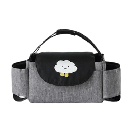 Fenteer Kinderwagen-Organizer, Kinderwagen-Reisetasche, Mama-Reisetaschenhalter, Baby-Handtasche, Wickeltasche für Kinderwagen, Baby- und Haustier-Kinderwagen, Schwarz Grau Wolke von Fenteer