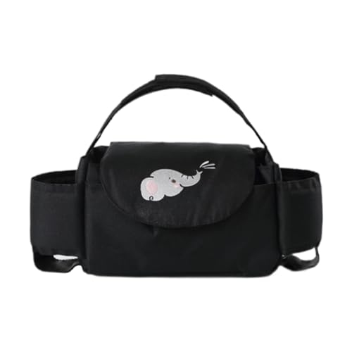 Fenteer Kinderwagen-Organizer, Kinderwagen-Reisetasche, Mama-Reisetaschenhalter, Baby-Handtasche, Wickeltasche für Kinderwagen, Baby- und Haustier-Kinderwagen, Schwarzer Elefant von Fenteer