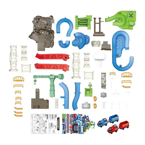 Fenteer Konstruktionsspielzeug, Rennstrecken-Set, Gleis-Abenteuerspielzeug, elektrisches Spielzeug-Set, elektrische Klettertriebwagen-Fahrzeuge für 3-, 4-, 5-, Zug von Fenteer