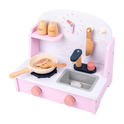 Fenteer Küchen-Spielset-Spielzeug, Spielküchen-Set aus Holz mit Spielkochherd, Spielküchengeräte-Set für Rollenspiele, Partygeschenk von Fenteer