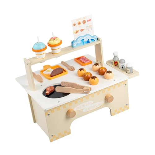 Fenteer Küchenspielset aus Holz für Kinder, Rollenspiel zum Kochen, realistisches pädagogisches Spielküchenset aus Holz für Partygeschenke, Puppenhaus von Fenteer