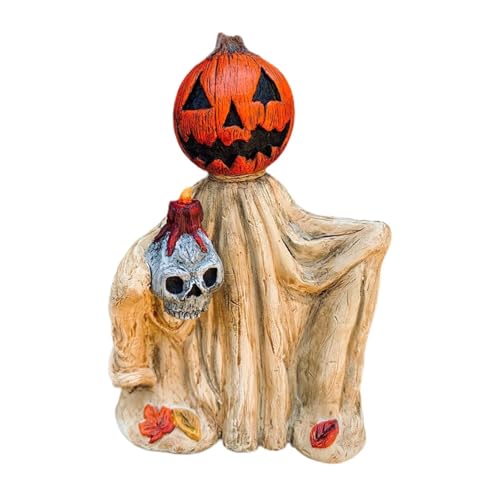 Fenteer Kürbiskopf-Umhang-Zauberer, Halloween-Dekoration, kreative, Kürbis-Ornament, Halloween-Miniaturfigur für Auto, Tisch, GELB von Fenteer