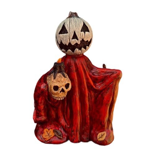 Fenteer Kürbiskopf-Umhang-Zauberer, Halloween-Dekoration, kreative, Kürbis-Ornament, Halloween-Miniaturfigur für Auto, Tisch, ROT von Fenteer