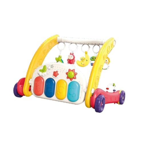 Fenteer Lauflernauto, Baby-Turnmatte, 2-in-1-Laufauto zum Schieben, Baby-Aktivitätsmatte mit Spielklavier zum Sitzen, Kaninchen Rot von Fenteer