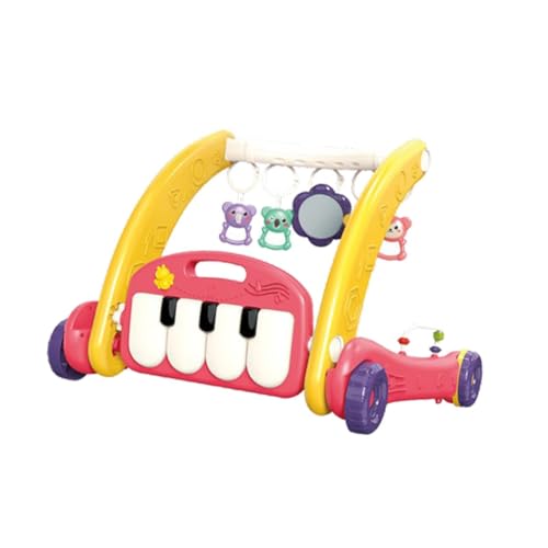 Fenteer Lauflernauto, Baby-Turnmatte, 2-in-1-Laufauto zum Schieben, Baby-Aktivitätsmatte mit Spielklavier zum Sitzen, Rot von Fenteer