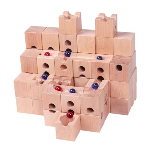 Fenteer Marmor Run Maze Spielzeug Kleinkinder Gebäude Kits Selbstmontage Rolling Ball Blocks 3D Holzrätsel für Urlaub Hobby Geburtstagsgeschenk von Fenteer