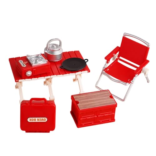 Fenteer Mini-Picknick-Camping-Set, Rollenspiel, Outdoor-Spielzeug, Puppenhaus-Dekoration für Outdoor-Szenen, Geschenke für Mädchen und Jungen ab 3 Jahren, Rot Fenteer Mini-Picknick-Camping-Set, Rollenspiel, Outdoor-Spielzeug, Puppenhaus-Dekoration für Outdoor-Szenen, Geschenke für Mädchen und Jungen ab 3 Jahren, Rot von Fenteer
