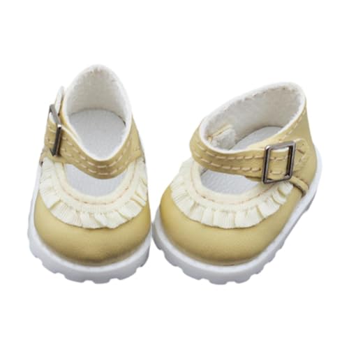 Fenteer Mini-Puppenschuhe, Puppen-Anziehspielzeug, handgefertigte Foto-Requisiten, Kostüme, Bequeme Abendschuhe, Freizeitschuhe für 17 cm große Puppen, Gelb von Fenteer