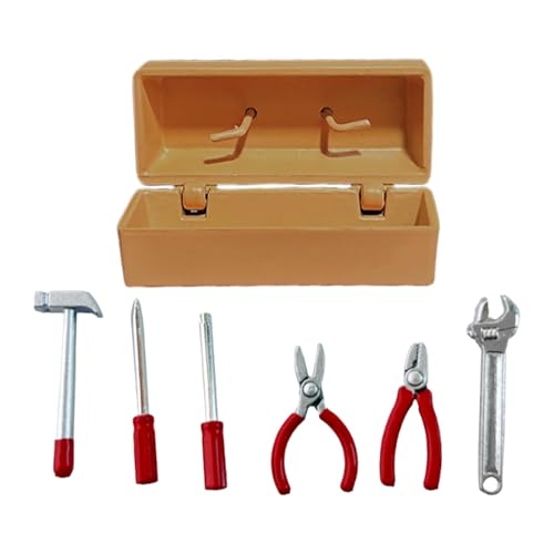 Fenteer Miniatur-Reparaturwerkzeugkasten, Miniaturmöbel, simuliertes Puppenhauszubehör, Rollenspielzeug, Mini-DIY-Werkzeugkoffer für Jungen und, Gelbes Gehäuse Fenteer Miniatur-Reparaturwerkzeugkasten, Miniaturmöbel, simuliertes Puppenhauszubehör, Rollenspielzeug, Mini-DIY-Werkzeugkoffer für Jungen und, Gelbes Gehäuse von Fenteer