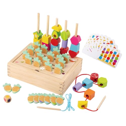 Fenteer Montessori, Holzperlen Sequenzierungsspielzeug Set, Spielzeug mit Passenden Formen Und Farben, Farbe von Fenteer