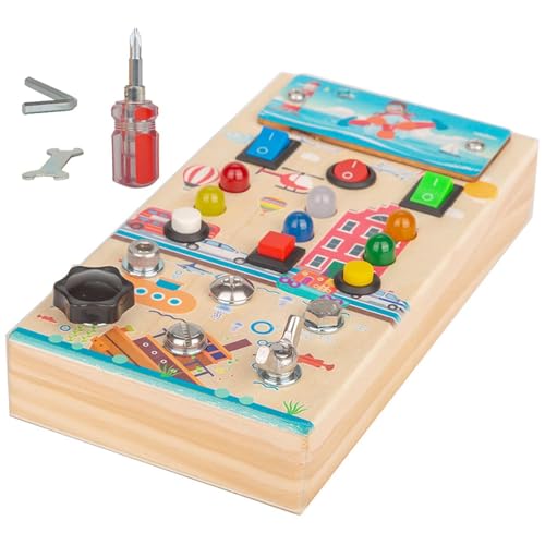 Fenteer Montessori LED Busy Board Schalter Sensorisches Spielzeug Feinmotorik Sensorisches Brett Interaktives Lernspielzeug für Kinder im Vorschulalter von Fenteer