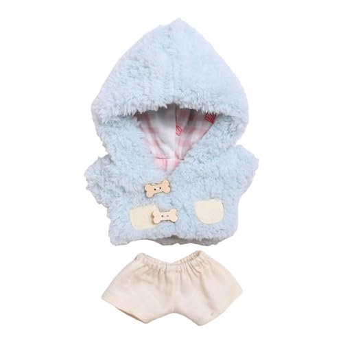 Fenteer Plüsch-Puppenkleidung, Puppenkleidung für kleine Mädchen, Dekoration, Foto-Requisiten, niedlicher Anhänger, Puppen-Outfits, Puppen-Hoodie für 15 cm, Blau von Fenteer