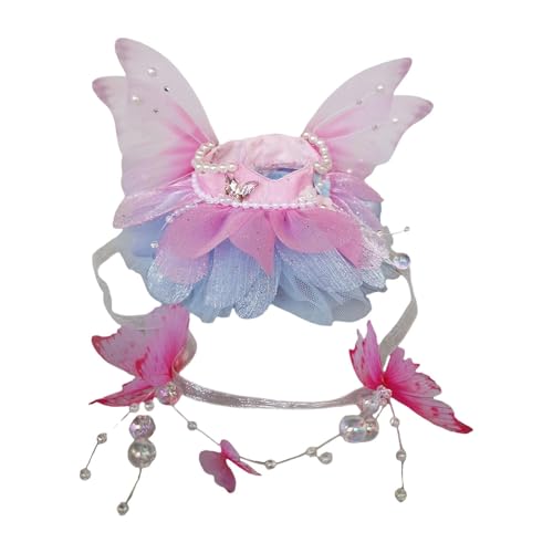 Fenteer Plüschpuppenkleidung für 15–17 cm große Puppen, Plüschpuppenzubehör, Feenkleid mit Haarschmuck, Kuscheltierkleidung, Cartoon, Pink Blau von Fenteer