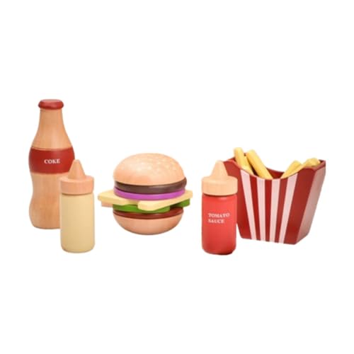 Fenteer Pretend Play Lebensmittel-Set Pretend Play Hamburger-Set Vorschulsimulation Lebensmittel Holzspielzeug Küchenzubehör für Kleinkinder Kinder von Fenteer