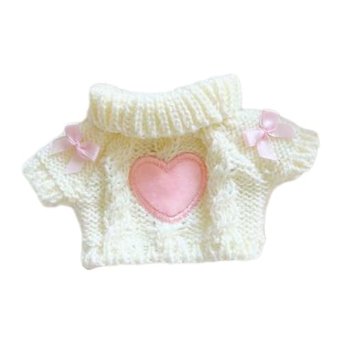 Fenteer Pullover für Plüschpuppen, Kostüme für Puppen zum Anziehen, Puppenkleidung für 20 cm große Puppen als Geburtstagsgeschenk für Kinder, Weiße Herzschleife von Fenteer