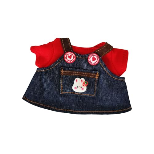 Fenteer Puppen-T-Shirt und Kleid für Mädchen, Puppenkleidung für Kinder, weiches Plüsch-Puppenzubehör, stilvoller Anhänger, Puppen-Outfits, Kostüme für 15 cm, Rot von Fenteer