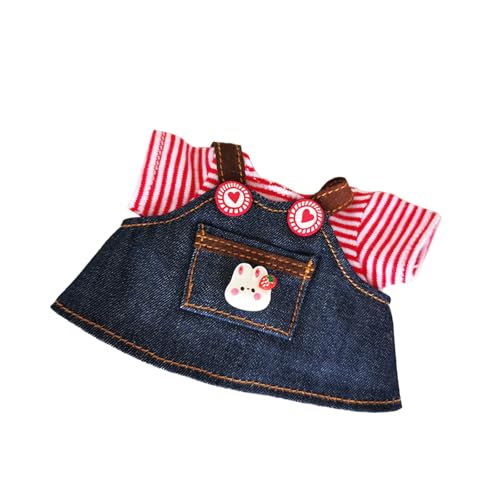 Fenteer Puppen-T-Shirt und Kleid für Mädchen, Puppenkleidung für Kinder, weiches Plüsch-Puppenzubehör, stilvoller Anhänger, Puppen-Outfits, Kostüme für 15 cm, Streifen von Fenteer