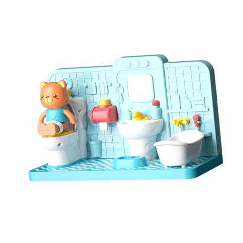 Fenteer Puppenhaus Badezimmer Set Puppenhaus Miniatur Waschbecken Badewanne Toilette Modell Puppenhaus Dekor Rollenspiel Spielzeug Kinder Badezimmer Set von Fenteer