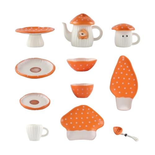 Fenteer Puppenhaus Geschirr Simulation Dinnerware 1/6 Rolle Spielen Mini Zeug Miniatur Lebensmittel Spielzeug Küche Pretend Spielen Spielzeug für Jungen Hause, Orange von Fenteer