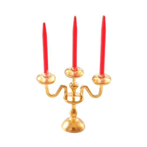 Fenteer Puppenhaus-Kerzenhalter im Maßstab 1:12, Modellmöbel für Kinder, Miniatur-Kerzenleuchter für Kaminsims, Kaminregal, Schlafzimmer, Gold Und Rot Fenteer Puppenhaus-Kerzenhalter im Maßstab 1:12, Modellmöbel für Kinder, Miniatur-Kerzenleuchter für Kaminsims, Kaminregal, Schlafzimmer, Gold Und Rot von Fenteer