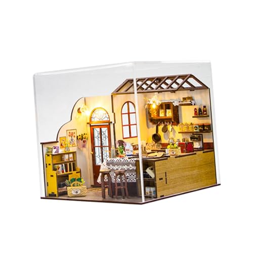 Fenteer Puppenhaus-Miniatur, eingebaute LED-Leuchten, Basteln, dekorativ, handgefertigt, staubdichte Abdeckung, Küchenzimmer für, Erwachsene, Mutter Fenteer Puppenhaus-Miniatur, eingebaute LED-Leuchten, Basteln, dekorativ, handgefertigt, staubdichte Abdeckung, Küchenzimmer für, Erwachsene, Mutter von Fenteer