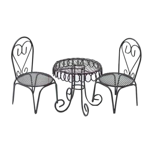 Fenteer Puppenhaus-Möbelset, Fotografie-Requisiten, Mini-Tisch und Stühle, Spielzeug für kleine, Puppenhaus-Zubehör im Maßstab 1:12, Schwarz Fenteer Puppenhaus-Möbelset, Fotografie-Requisiten, Mini-Tisch und Stühle, Spielzeug für kleine, Puppenhaus-Zubehör im Maßstab 1:12, Schwarz von Fenteer