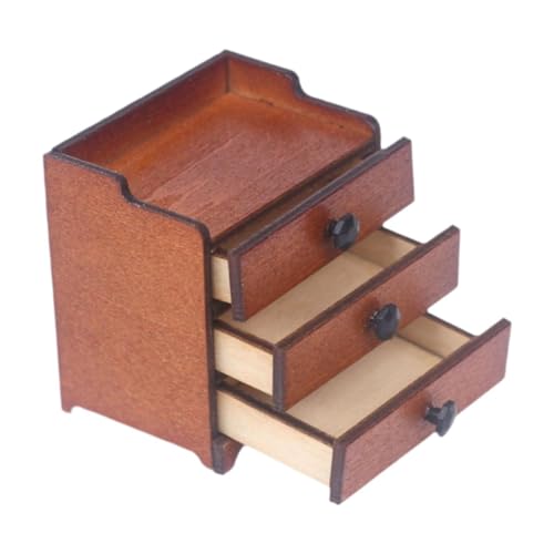 Fenteer Puppenhaus-Schrank-Ornament, Rollenspiel-Requisite, Küchenschrank, Puppenhaus-Spielszene, Mini-Schrank mit 3 Schubladen, Miniatur-Schrank von Fenteer