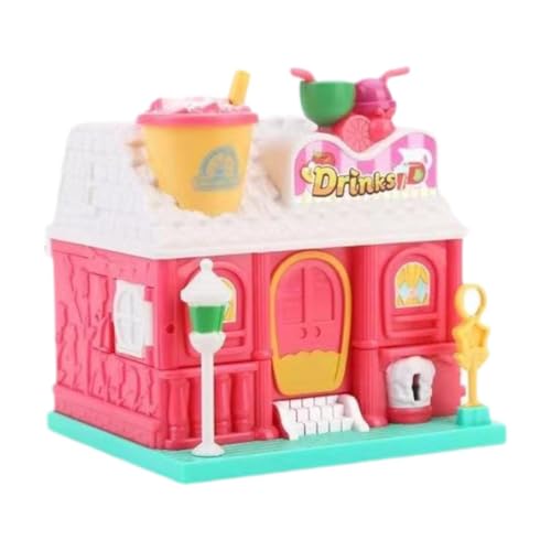 Fenteer Puppenhaus-Spielset für Kinder, Miniatur-Puppenhaus zum Selbermachen, mit Zubehör, Figuren und Möbeln als Geschenke, Milchteeladen von Fenteer