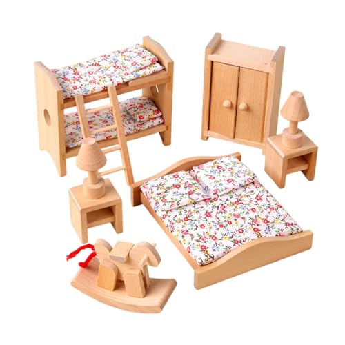 Fenteer Puppenhausmöbel-Set aus Holz, Miniatur-Möbelspielzeug, Simulations-DIY-Teil, klassisches Rollenspielspielzeug für Mädchen, Kinderzimmer von Fenteer