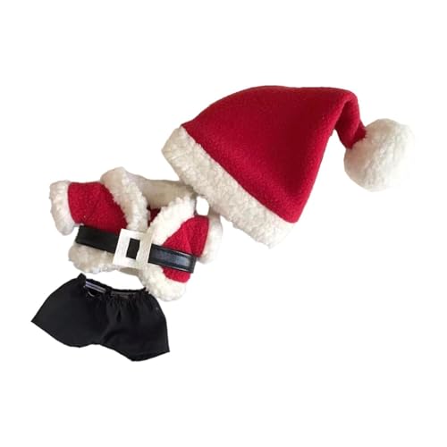 Fenteer Puppenkleidung für 17 cm große Plüschpuppe, süße Weihnachtsmann-Kleidung, Anziehsachen, weiches Plüschpuppen-Zubehör, Cosplay, stilvolles von Fenteer