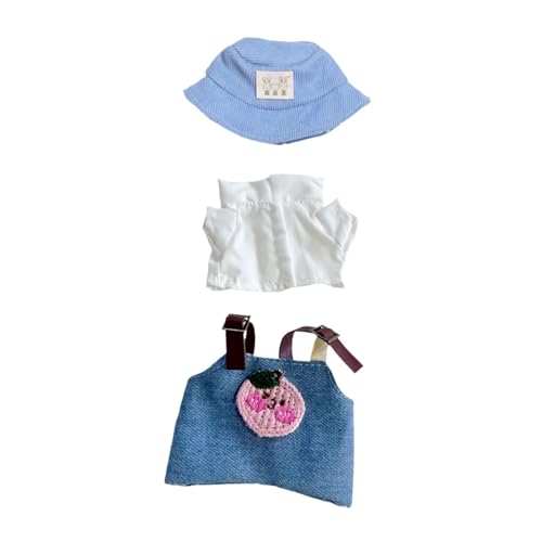 Fenteer Puppenkleidungsset, Puppenkleidung mit Hutkleidung, Puppenkostüm-Outfits, Puppenhosen-Outfits für 15cm Puppe, Blau Rosa Set von Fenteer