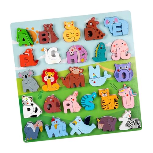 Fenteer Puzzle-Matching-Brett, Holz-Alphabet-Puzzles mit Tiermotiven, niedliches, farbenfrohes passendes Spielzeug für Jungen, Mädchen, Kinder, von Fenteer