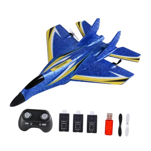 Fenteer RC -Flugzeugschaum Leicht mit Gyro einfach zu fliegen mit RC Fighter Aircraft Toy für Erwachsene Kinder Jungen Geschenk, Blau DREI Batterie von Fenteer