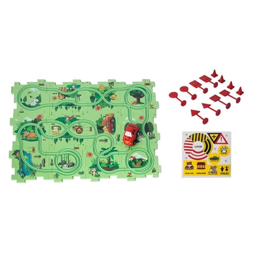 Fenteer Rätselbahnspielspiel Slot Rail Toys Stiel Gleis Puzzle Bretter Schienenauto Gebäude Spielzeug Strecken Bausteine ​​Kinder Kleinkinder, Waldthema von Fenteer