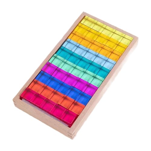 Fenteer Regenbogen-Bausteine-Set, Bausteine-Set für Kinder, Problemlösung, transparent, glatt, Stapelspielzeug für Jungen und Mädchen, Geschenk von Fenteer