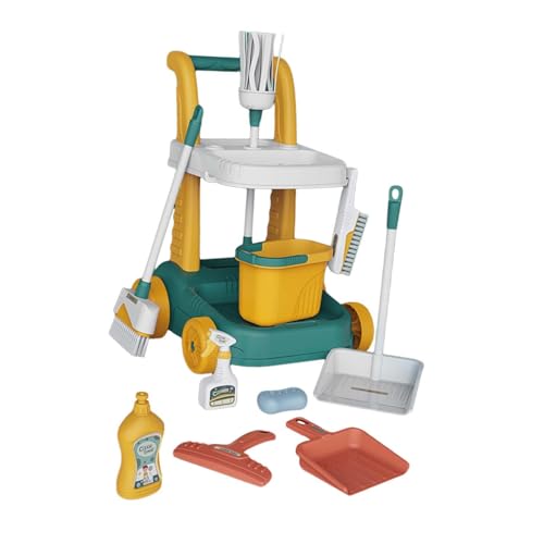 Fenteer Reinigungsset für Kinder, Rollenspielset, Feinmotorik-Training, Haushaltsspielset, Reinigungsspielzeug für Kleinkinder ab 3 Jahren, GrÜn, Style B von Fenteer