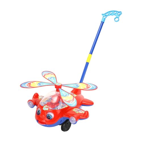 Fenteer Schiebespielzeug zum Laufen, Spielzeug für die Früherziehung, Cartoon-Flugzeug, Spielzeugtrolley für Kinder im Alter von 1–3 Jahren, L Red von Fenteer