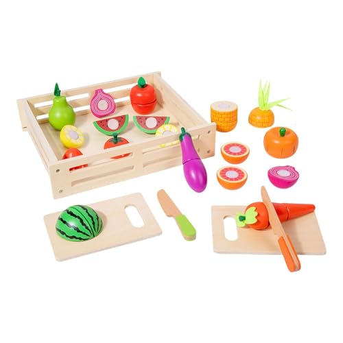 Fenteer Schneiden Sie vor, Essen vorzutäuschen, Lernspielzeug, vorgetäuschtes Spielset, Spielzeug für die Spielküche, Spielzeug für farblich passende Kinder von Fenteer