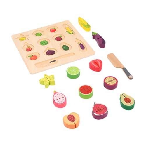 Fenteer Schneiden von Obst und Gemüse, Küchen-Puzzlespielzeug aus Holz, Montessori für Partygeschenke für Kinder ab 3 Jahren von Fenteer