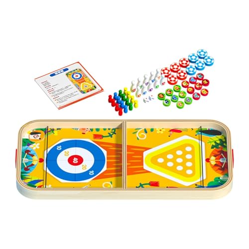 Fenteer Schnelles Puck-Spiel, hölzernes Hockeyspiel, tragbares Geschenk, Kampfspiel, lustiges Bowling-Brettspiel, 5 in 1 für Teenager, Party, Jungen, Mädchen, B von Fenteer