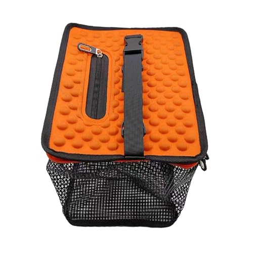 Fenteer Schwimmender Angelkorb, Fischkäfig, Minnow-Eimer, Reißverschluss Oben, Fischschutztasche, Angelhalter, zusammenklappbarer Fischkorb für gefangenen, Orange 29x21x24cm von Fenteer